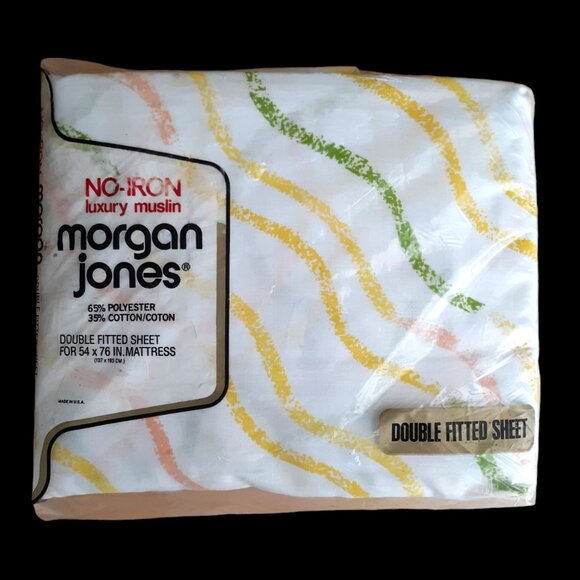 Morgan Jones Vintage Double Fitted Sheet No-Iron Luxury Muslin 54 x 76 Sealed - Picture 1 of 4